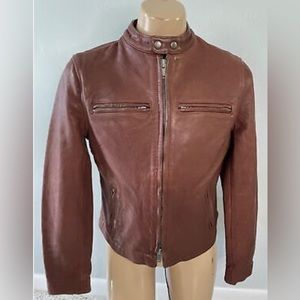 HARLEY DAVIDSON Leather Motorcycle Jacket CAFE RACER Women’s Medium Burgundy